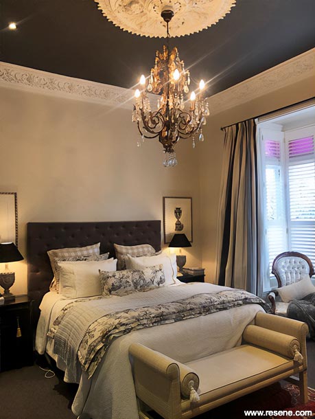 Taupe and black villa bedroom