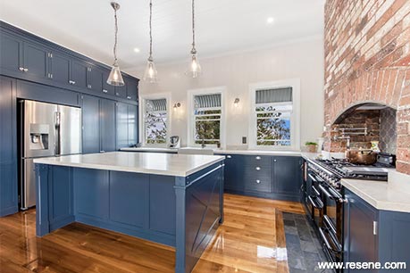 Modern blue and white kitchen