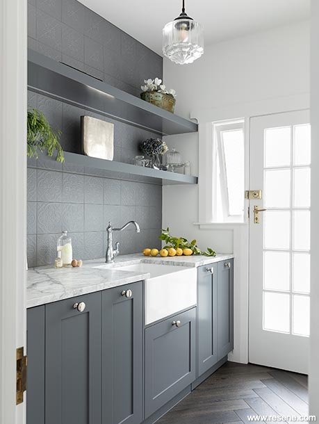 Modern grey and white kitchen