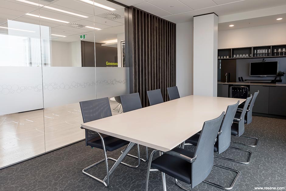 Modern black and white conference room