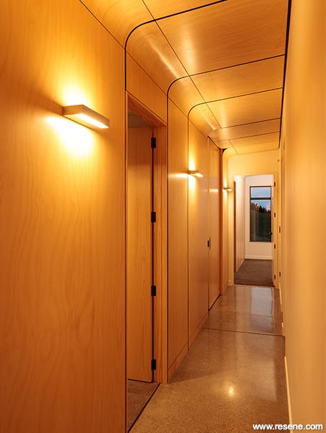 Modern plywood hallway