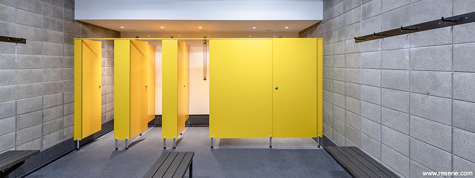 Yellow and grey changing rooms