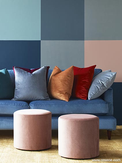 Cushions and coloured walls