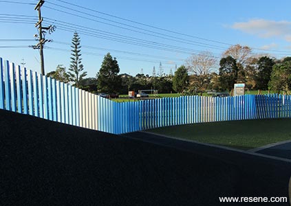 Blue painted fence detail