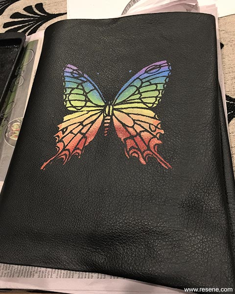 Painted leather book cover