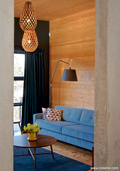Lounge walls wood and concrete