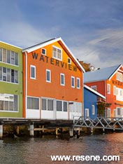Colourful buildings at Waterview Wharf