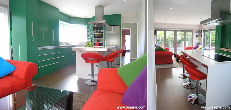 Colourful kitchen / living room