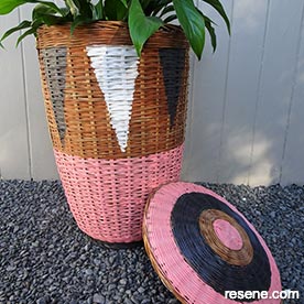 Transform an cane basket into a plant pot