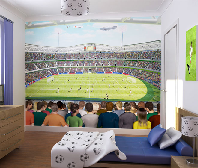 A football crazy mural for kid's rooms from Resene
