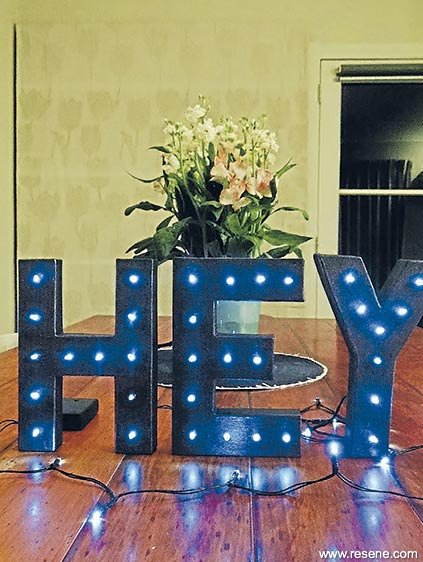 Personalised light-up letters.