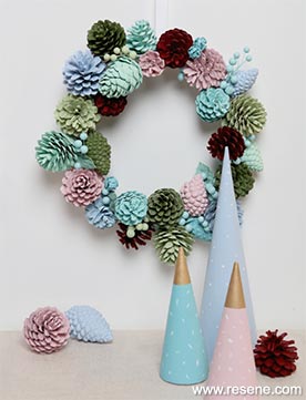 Pine cone wreath and tree cones - Christmas decor