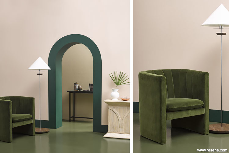 Paint and elegant archway, lounge chair