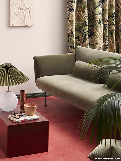 Tropical prints and greens lounge