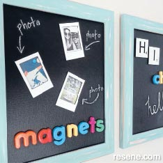 A stylish magnetic and chalk noticeboard for kitchen or home office