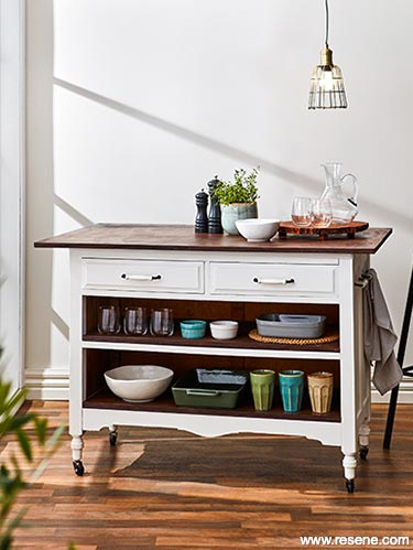 Turn an old set of drawers into a kitchen island 