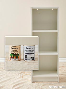 Resene products with bookcase to upcycle