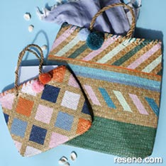 Paint woven bags to create one of a kind holdalls