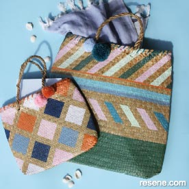 Paint woven bags to create one of a kind holdalls