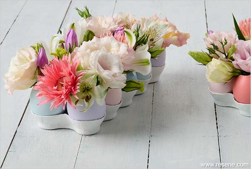 Make vases from egg shells and carton