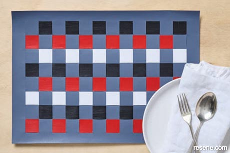 Make woven placemats from colourfull painted card