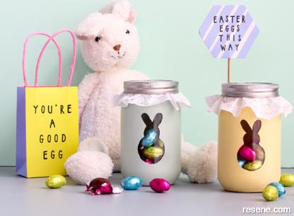 Painted bunny jars for your easter treats