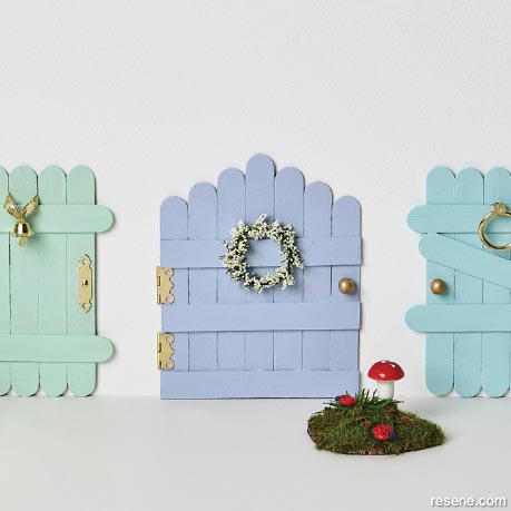 Make mini fairy doors from iceblock sticks painted in your favourite colours
