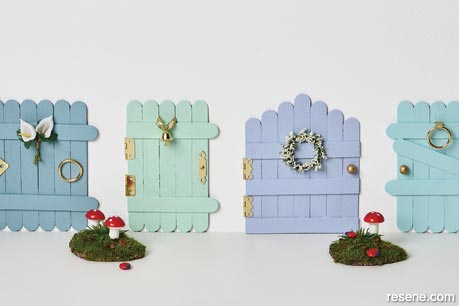 Make mini fairy doors from iceblock sticks painted in your favourite colours
